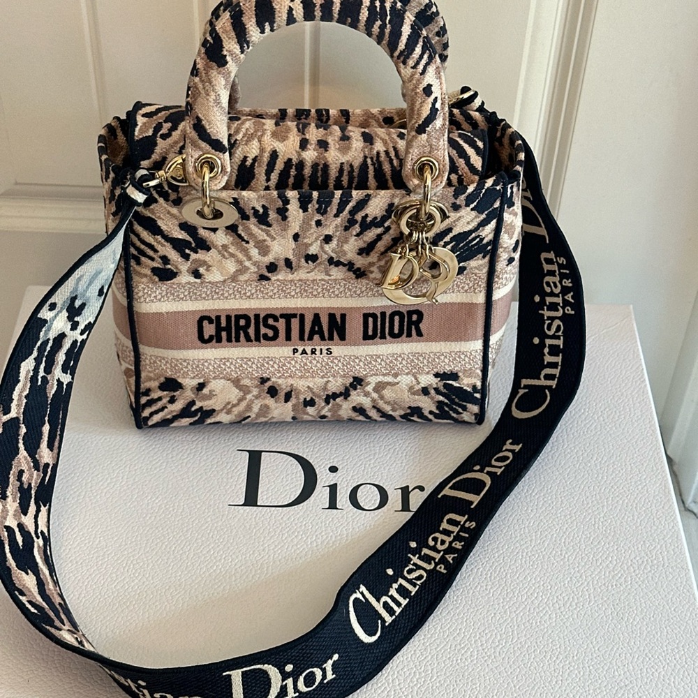 Christian Dior Bolso Lady D-Lite Lienzo Bordado Mediano - Picture 2 of 12